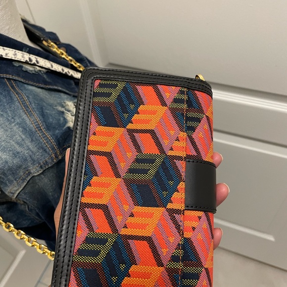 MCM Gretl Cubic Logo Jacquard/Leather Crossbody - Picture 4 of 11